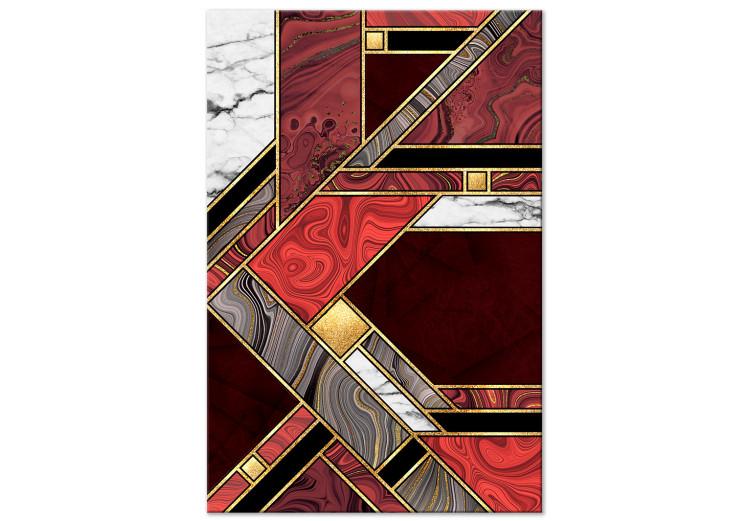 Canvas Print Red-Gold Geometry (1-piece) Vertical - elegant abstraction