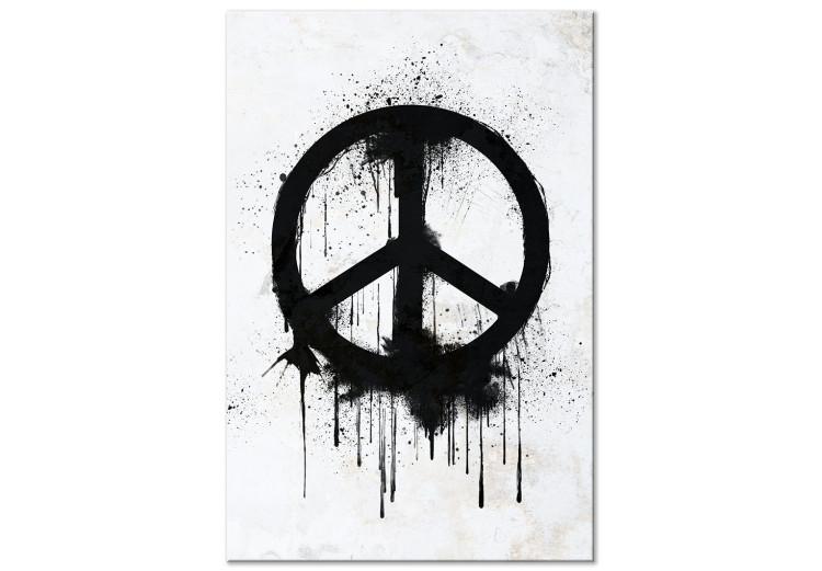 Canvas Print Symbol of Peace (1-piece) Vertical - black and white Banksy-style sign