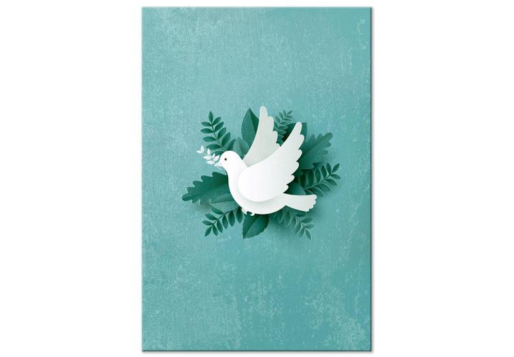 Canvas Print Peace Dove (1-piece) Vertical - white bird and green plants