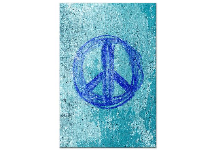 Canvas Print Pacifism (1-piece) Vertical - blue street art-style symbol