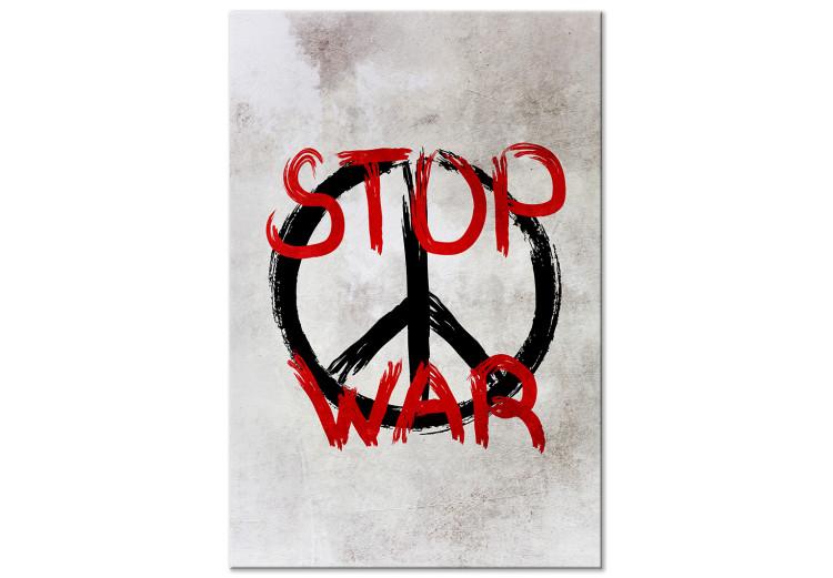Canvas Print Stop War (1-piece) Vertical - symbol and red English text