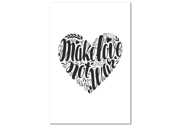 Canvas Print Let's Love Each Other (1-piece) Vertical - black and white heart with text
