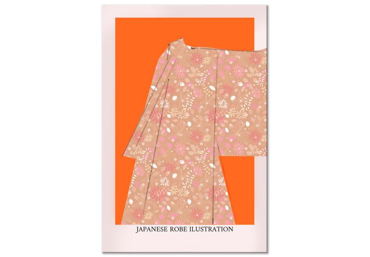Canvas Print Japanese Kimono (1-piece) Vertical - text and Zen-style clothing