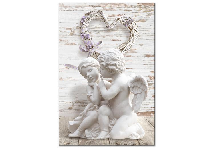 Canvas Print Boy and Girl (1-piece) Vertical - two angels and a heart