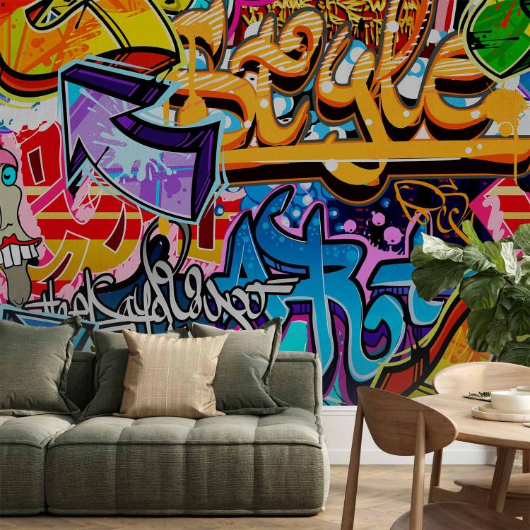 Wall Mural Urban style mural - colourful graffiti with words for a teenager