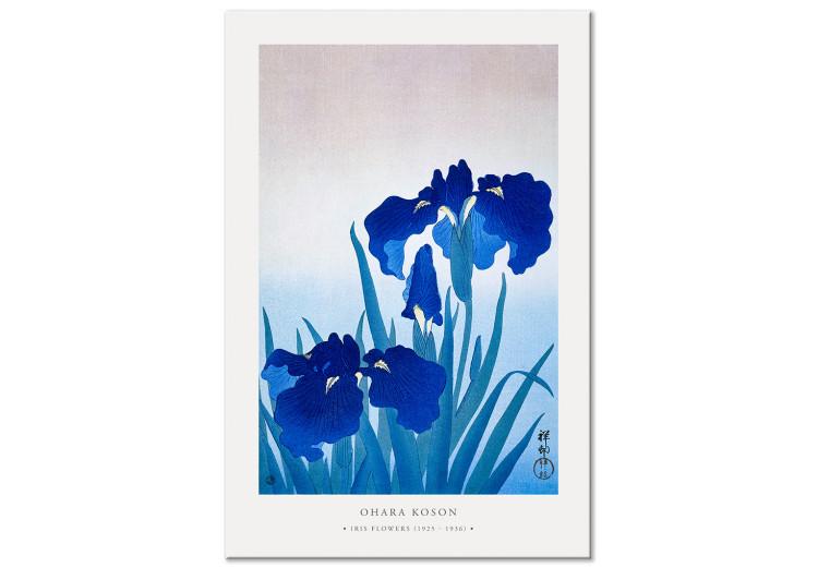 Canvas Print Blue Irises (1-piece) Vertical - blue blossoming flowers