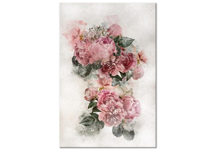Canvas Print Peonies in Bloom (1-piece) Vertical - pink flowers and light background