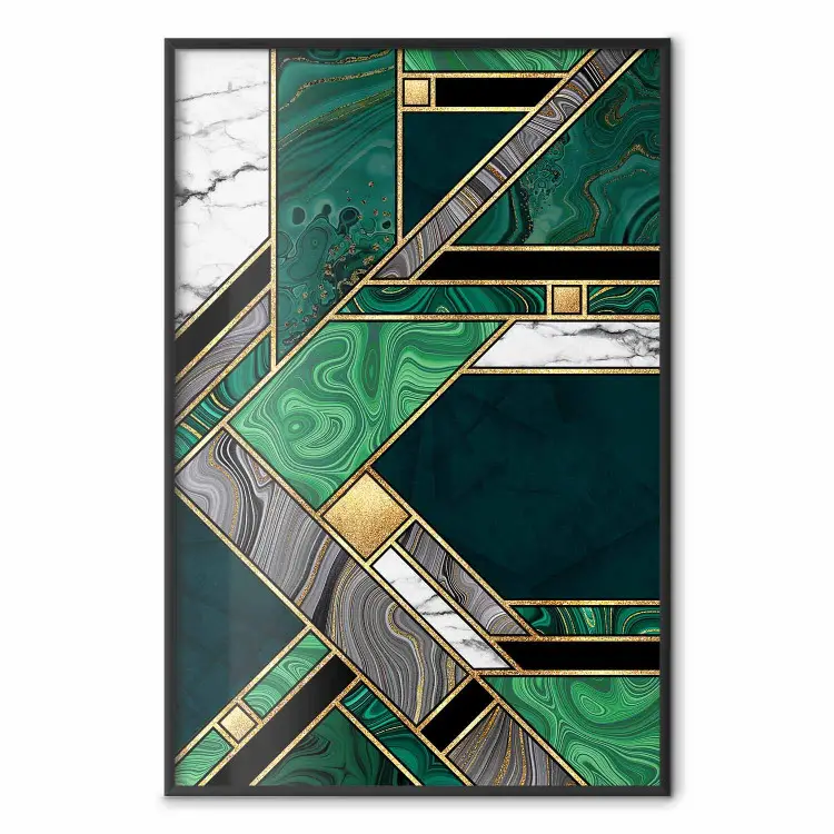 Green-Gold Geometry - Geometric figures on a stone texture