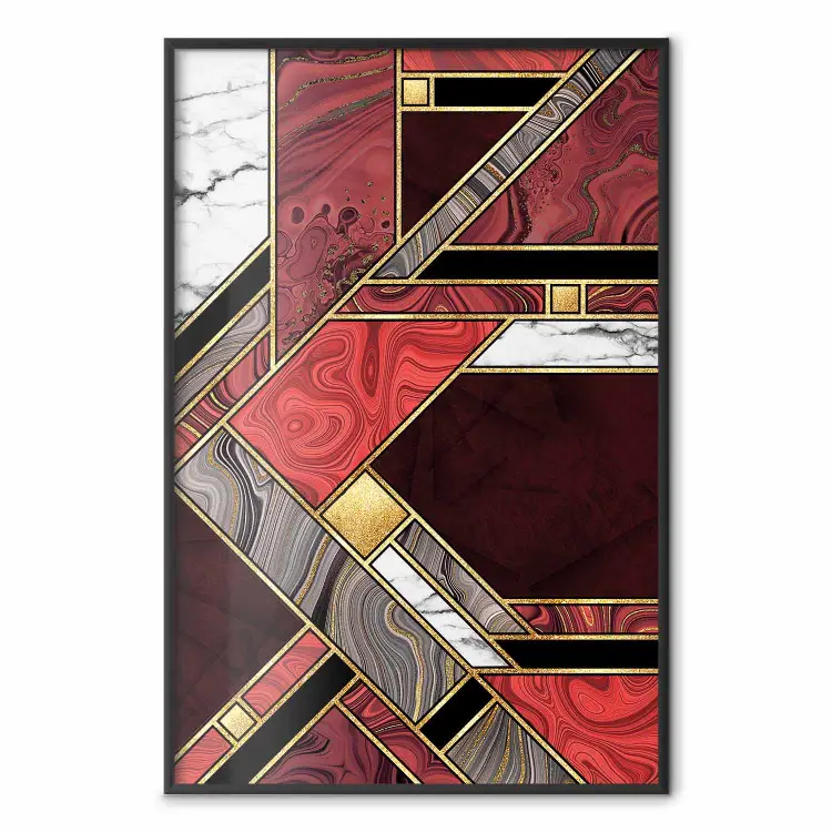 Red-Gold Geometry - Geometric figures on a stone texture