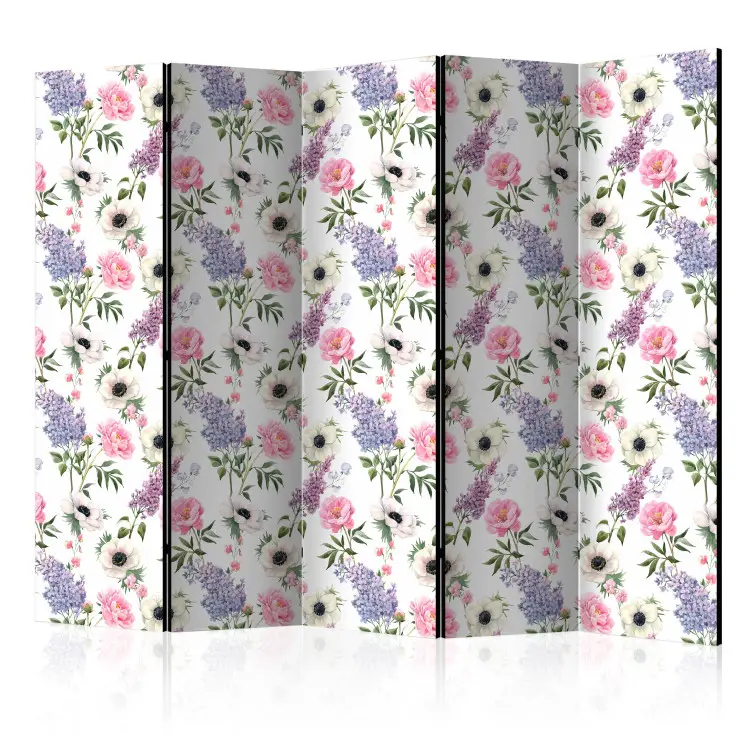 Blue Roses Divider Room Divider Roses and Lilacs II - pink and blue flowers on light ...