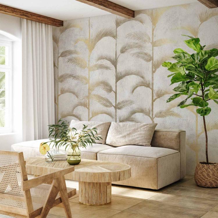 Wall Mural Delicate palm grove - abstract with golden palms in art deco style
