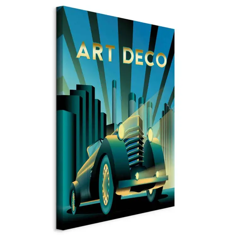 Retro Car Vertical - car and golden art deco writing