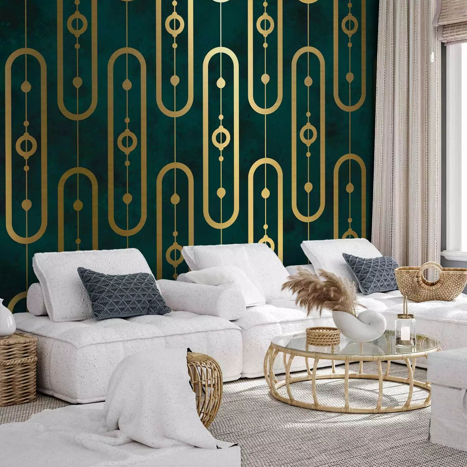 Turquoise and gold wallpaper sale