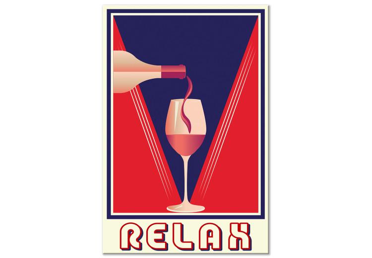 Canvas Print Relax and Wine (1-piece) Vertical - alcohol in a glass and text