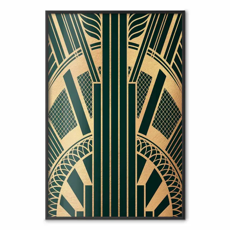 Art Deco Skyscraper - Black skyscraper on a gold background