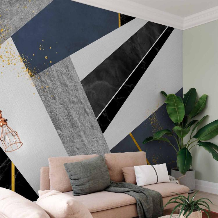 Wall Mural Grey abstraction - subdued composition with geometric elements