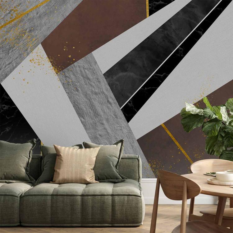Wall Mural Brown abstraction - elegant composition of geometric elements