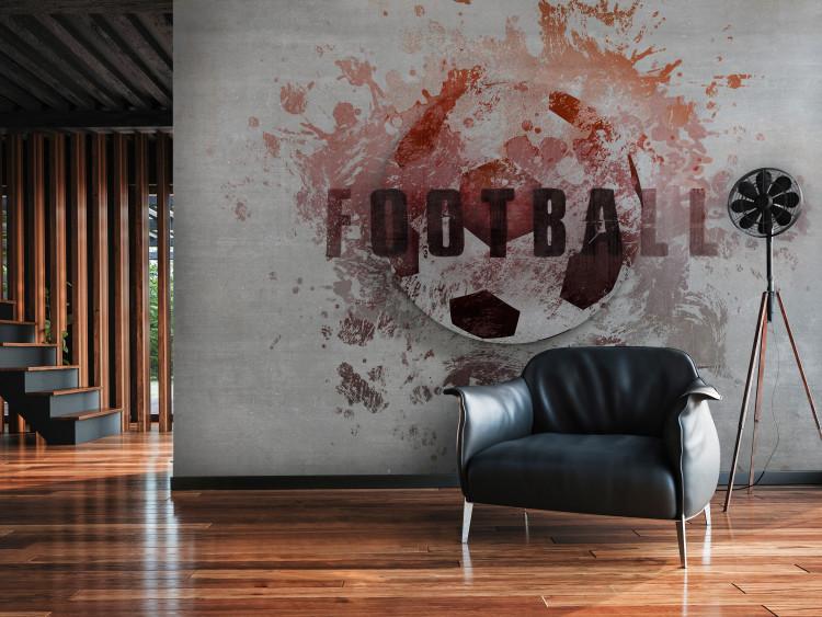 Wall Mural Hobby is football - red motif with ball and text in English