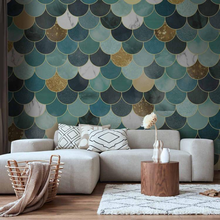 Wall Mural Good luck - background in sea colours and with gold elements