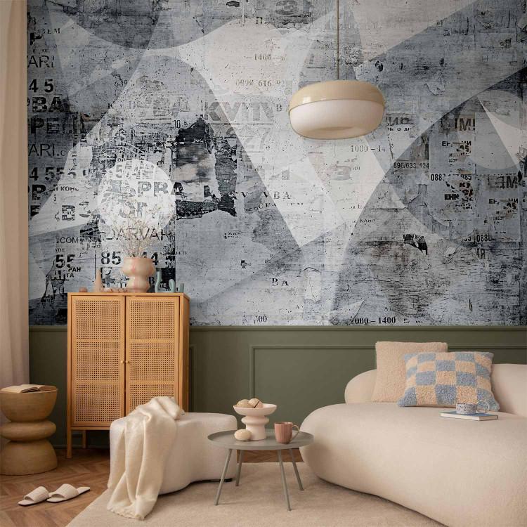 Wall Mural Grey abstract - motif with text on a background with concrete texture