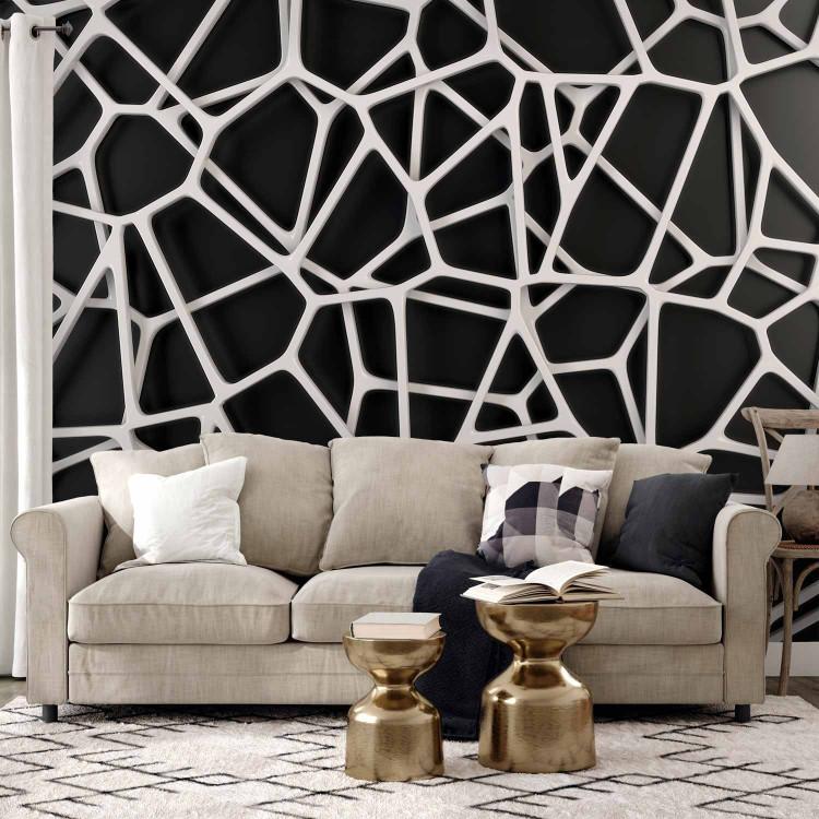 Wall Mural Steel combination - black and white abstraction in geometric style