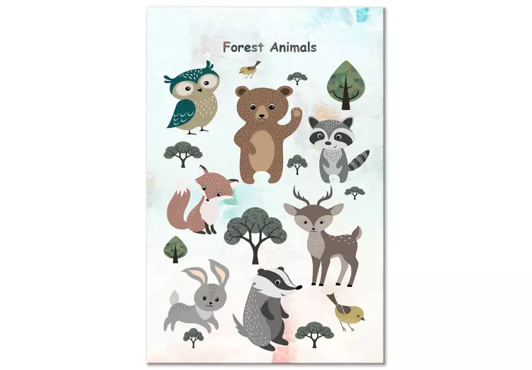 Canvas Print Forest Animals (1-piece) Vertical - cheerful composition for children