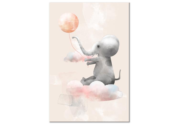 Canvas Print Joyful Elephant and Clouds (1-piece) Vertical - composition for children