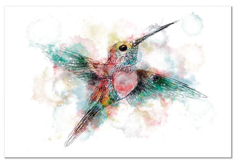 Canvas Print Colorful Hummingbird (1-piece) Wide - multicolored bird for children