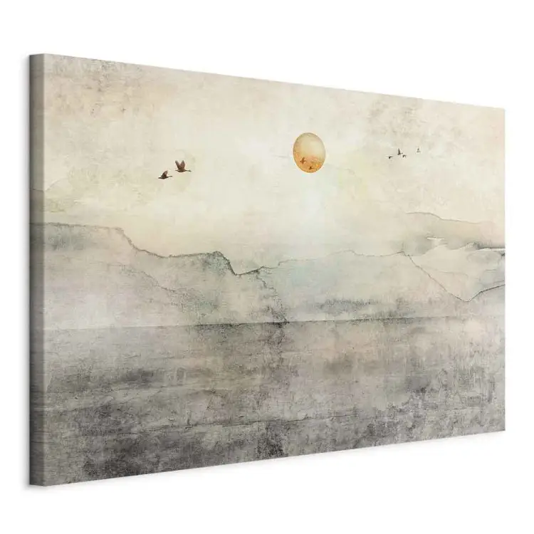 Silent Departure Wide - landscape overlooking mountains and sun