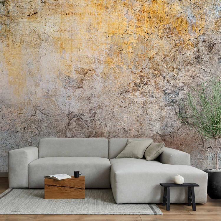 Wall Mural Poetry - textured abstraction with ornamental effect with golden glow