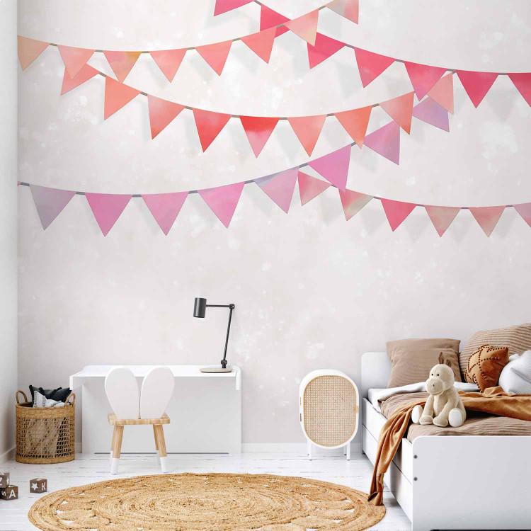 Wall Mural Kids' flags - flags in shades of pink on white background