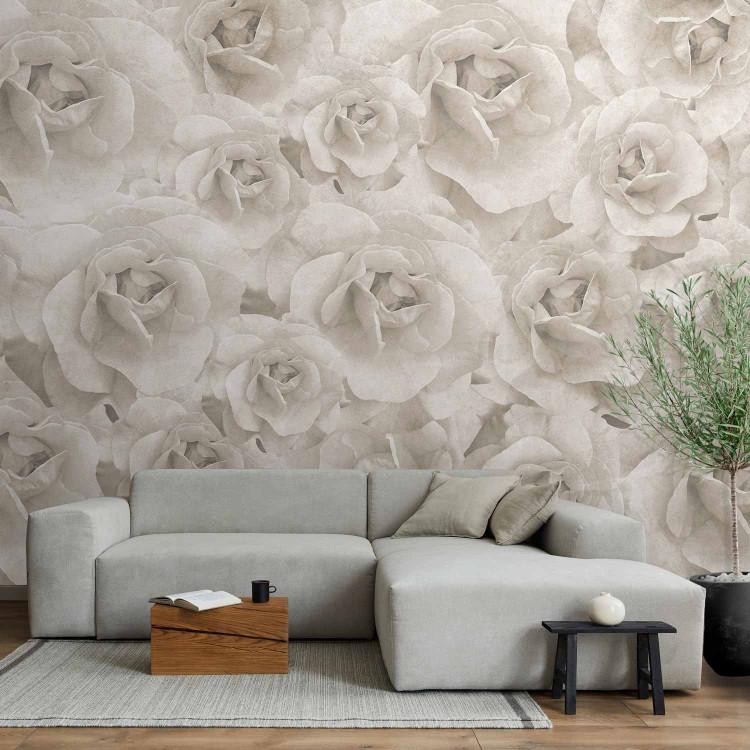 Wall Mural Beauty of nature - composition with white rose flowers in warm colours