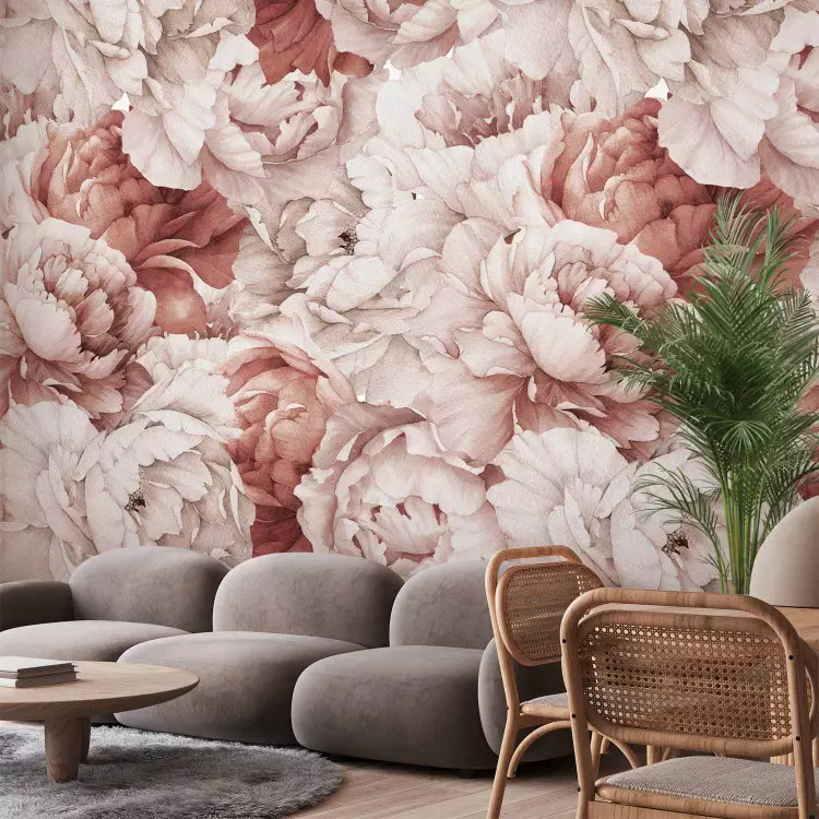 Peonies - nature motif with a bright composition of flowers in shades of pink