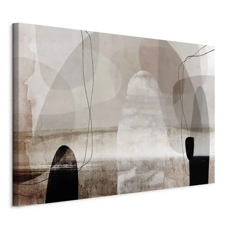 Abstraction - beige irregular shapes with a touch of black