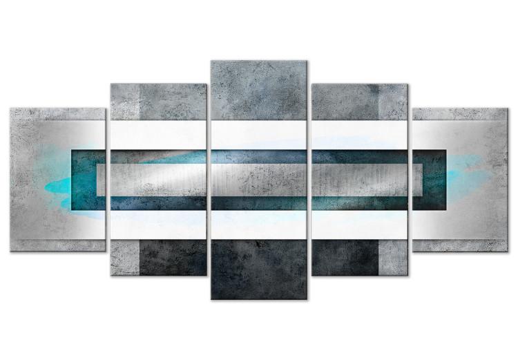 Canvas Print Metal Abstraction (5-piece) - geometric turquoise composition