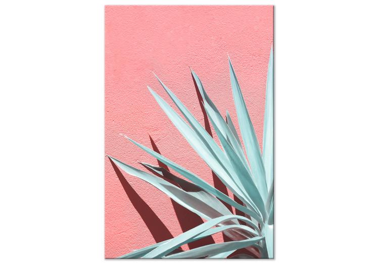 Canvas Print In Full Sunlight (1-piece) - landscape with leaves on a pink wall