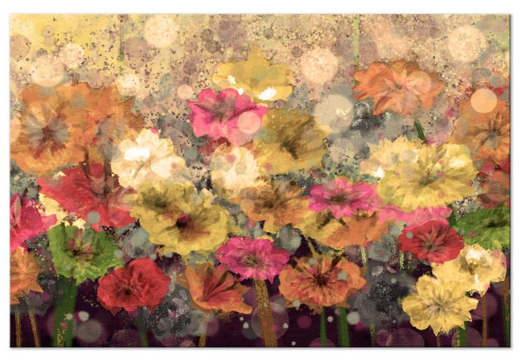 Canvas Print Dew on Painted Meadow (1-piece) - spring colorful flowers