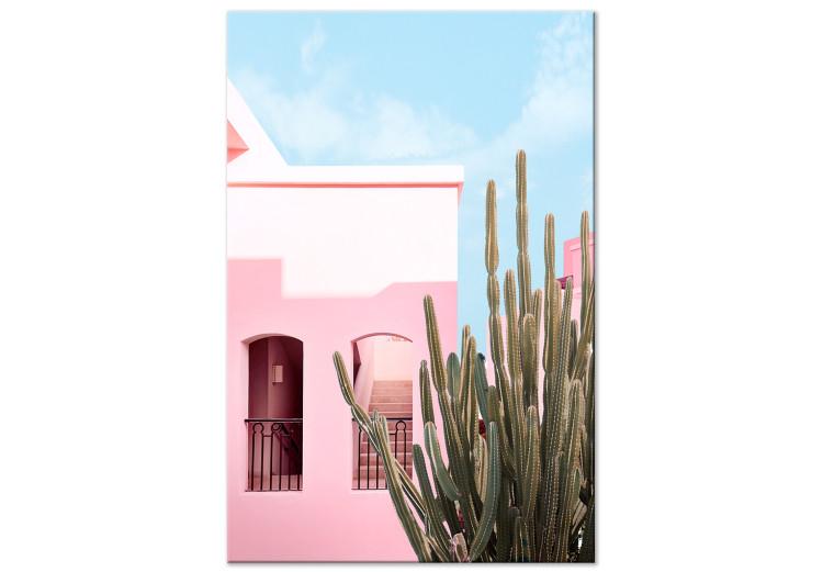Canvas Print Miami Cactus (1-piece) - pink architecture in a holiday landscape