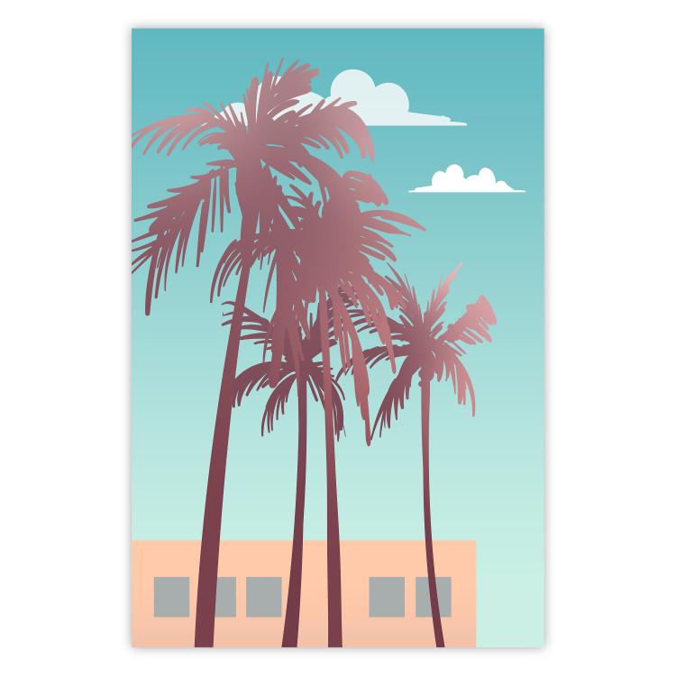 Poster Miami Palm Trees - Holiday View With Blue Sky and White Clouds