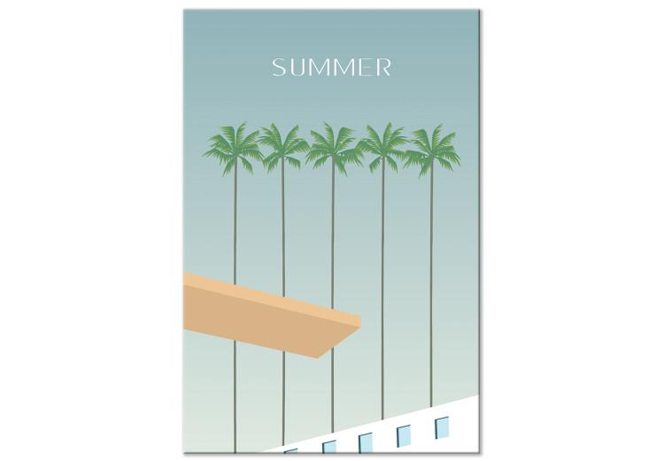 Canvas Print Summer Time (1-piece) - landscape with palms and the word "summer" in English