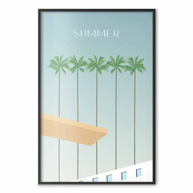 Summer Sun - Retro Style Holiday Artwork With Palm Trees by the Pool