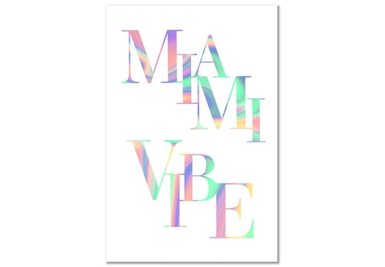 Canvas Print Miami Vibe Sign (1-piece) - colorful holographic text in English