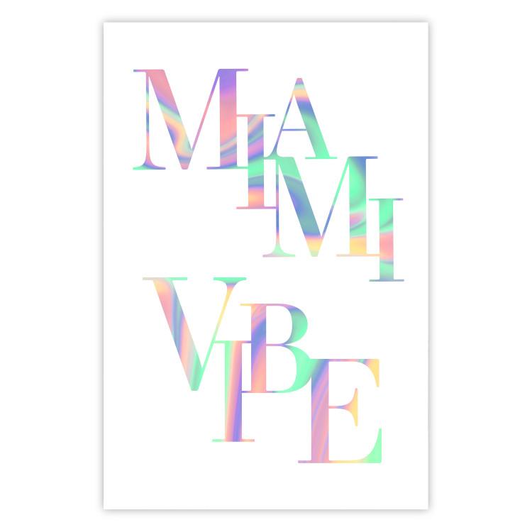 Poster Miami Vibe - Holographic Lettering in Pastel-Rainbow Colors