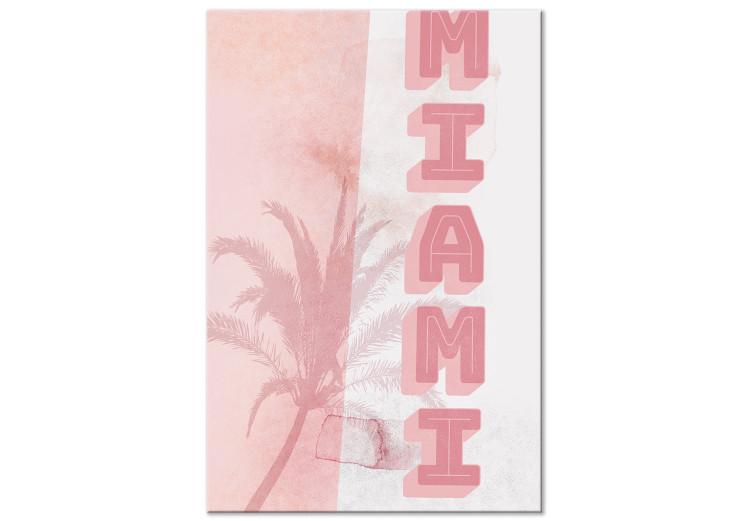 Canvas Print City Neons (1-piece) - pink Miami sign against a tall palm tree