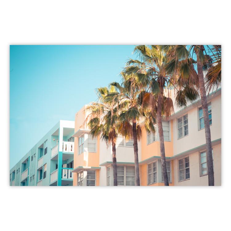 Poster The City of Miami - Palm Trees and the Florida Coast Architecture in Summer in Pastels