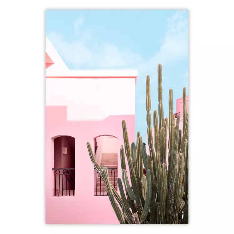 Miami Cactus - A Pink Holiday Home Against a Blue Sky and Light