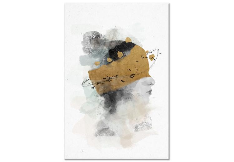 Canvas Print With Golden Elements (1-part) - Abstract Portrait of a Woman