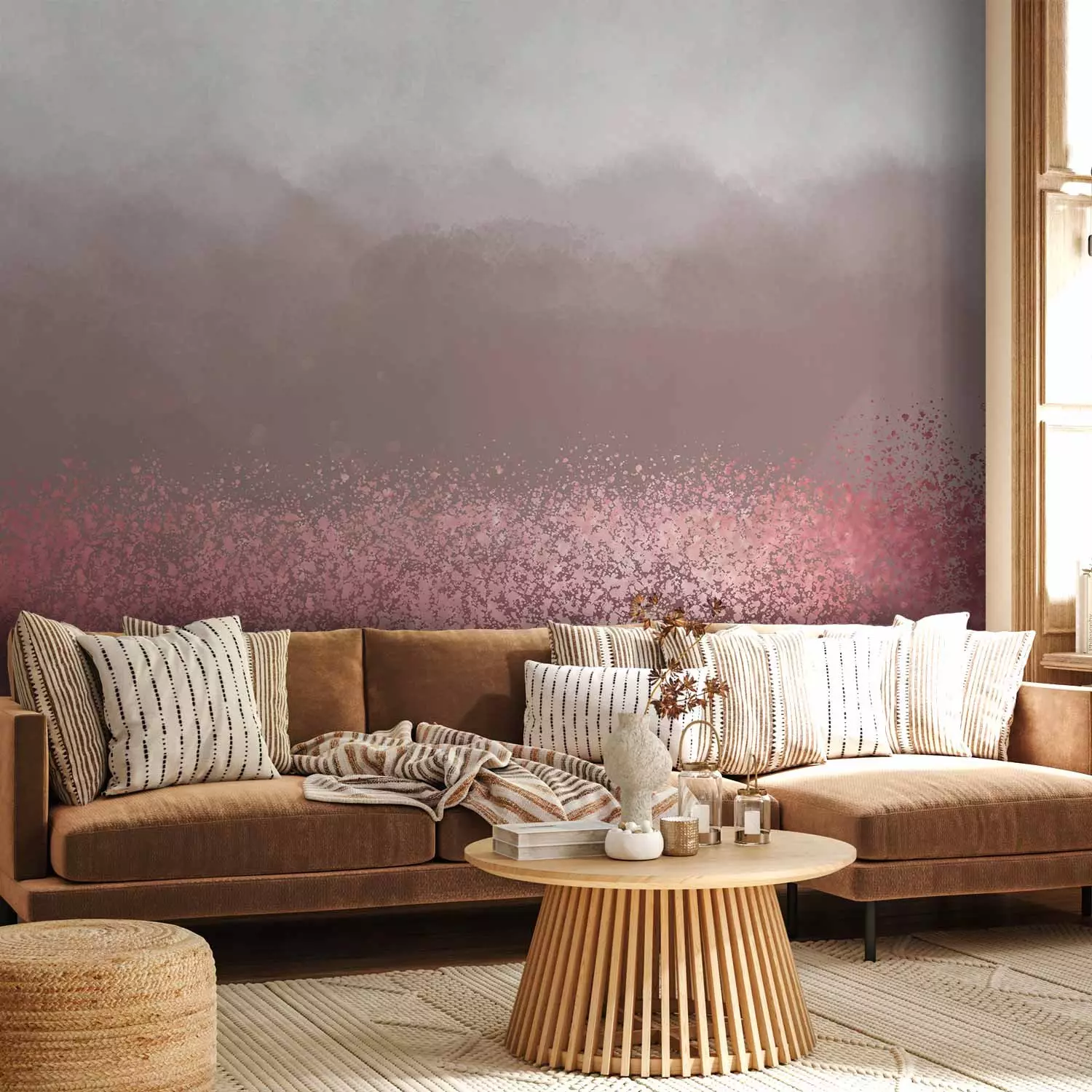 Wall Mural Shades of grey abstract with grey gradient and pink