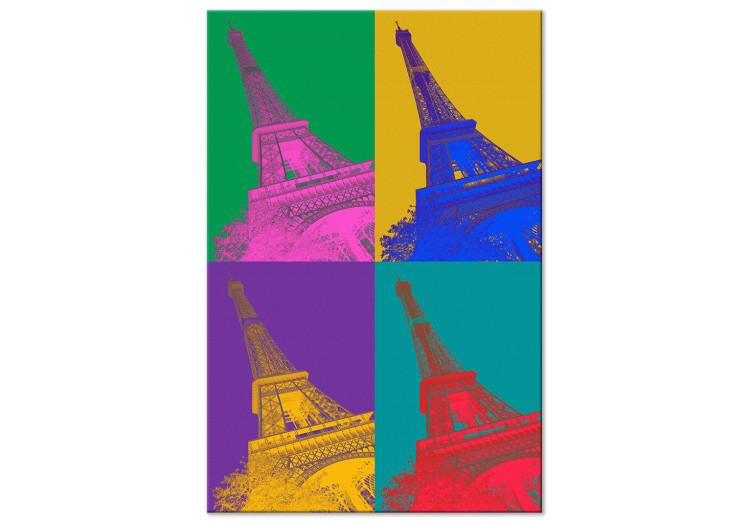 Canvas Print Colorful Paris (1-piece) - collage with the Eiffel Tower in pop-art style