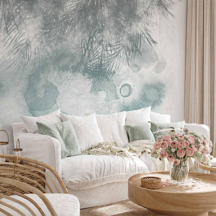 Wall Mural Painted date palm - fruit palm leaves on a background of olive paint